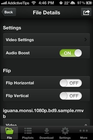 OPlayer iPhone Settings OPlayer iPhone Settings