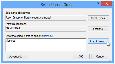 Select User or Group Select User or Group