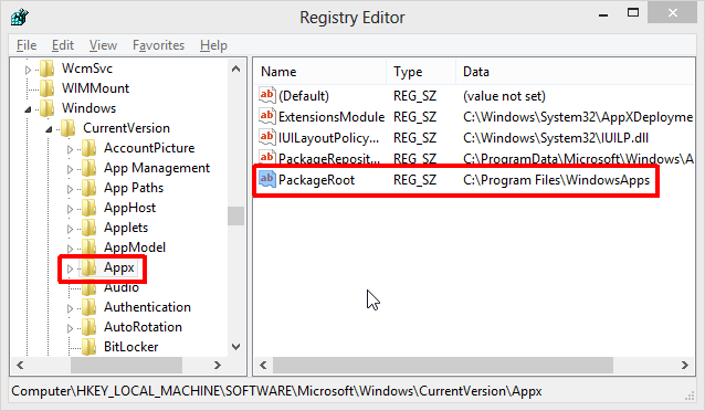 Windows Registry PackageRoot Windows Registry PackageRoot