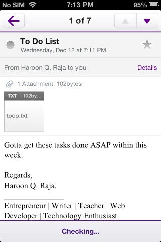 Yahoo! Mail iOS View Message
