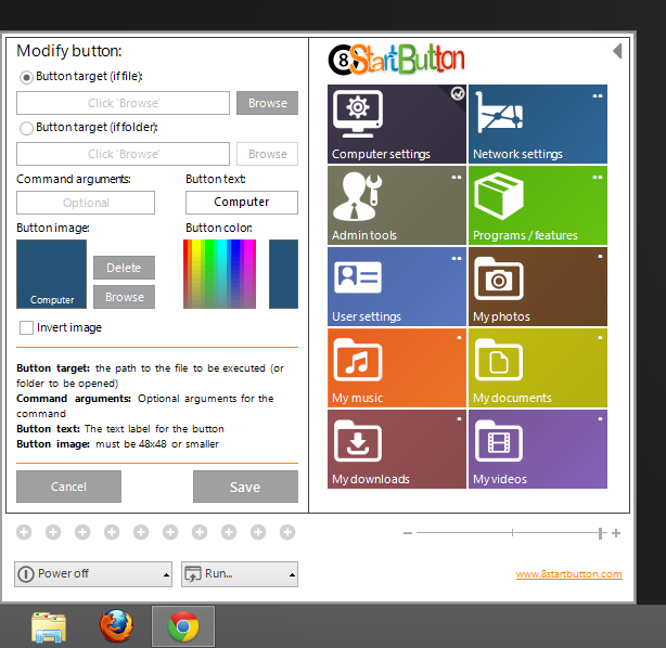 8StartButton Tile Settings