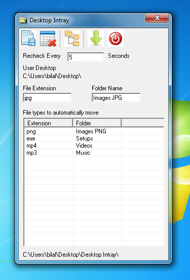 Desktop Intray Settings Desktop Intray Settings