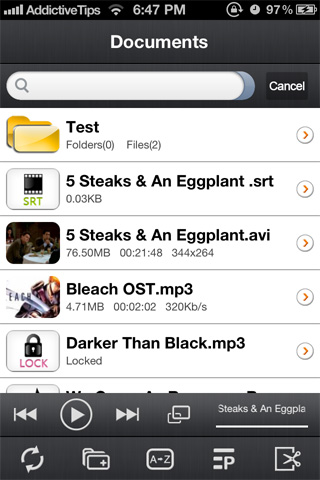 Documents-section-TinPlayer