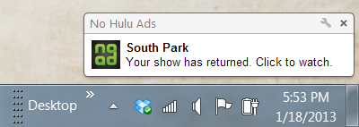 No Hulu Ads notification No Hulu Ads notification