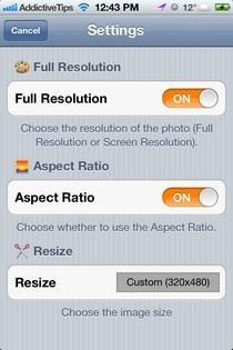 Photo Resizer iOS Setings Photo Resizer iOS Setings