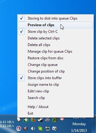 RClipStep system tray RClipStep system tray