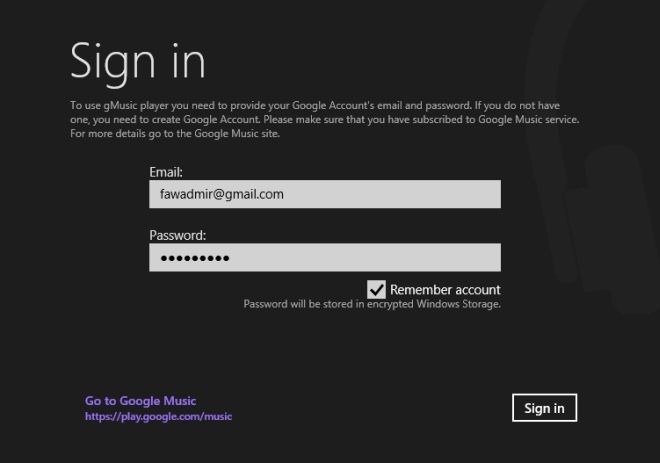 gMusic Sign In gMusic Sign In