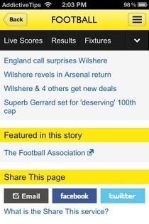 BBC Sport iOS Share