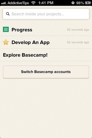 Basecamp iOS Home Basecamp iOS Home