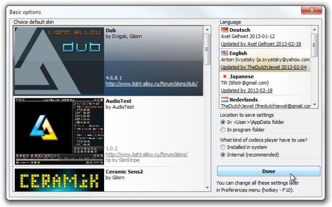 Basic options Basic options