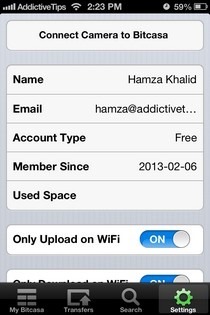 Bitcasa iOS Settings