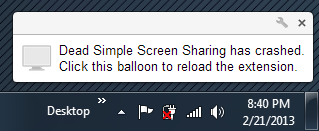 Dead Simple Screen Sharing crash