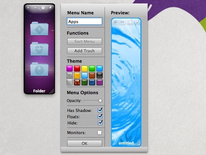 DockMenus create DockMenus create