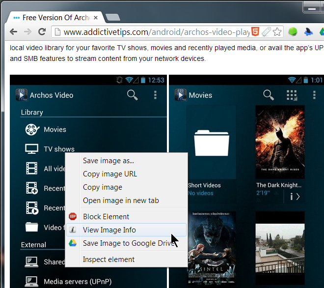 Image Size Info context menu