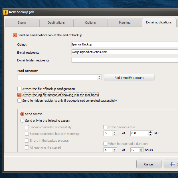 Iperius Backup_New Backup Job_Email Iperius Backup_New Backup Job_Email