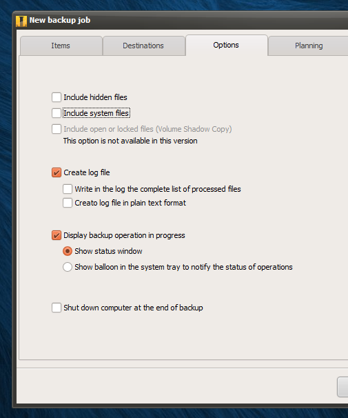 Iperius Backup_New Backup Job_Options Iperius Backup_New Backup Job_Options