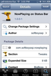 NowPlaying on Status Bar Cydia