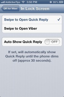 Quick Reply for Viber Locksreen Settings
