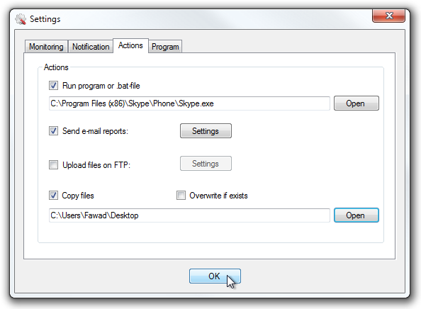 Settings Actions Settings Actions