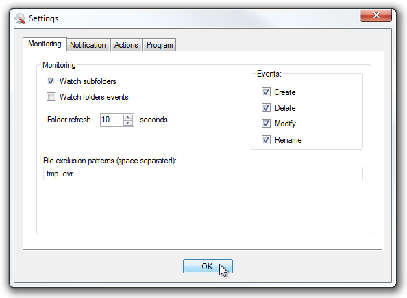 Settings Monitoring Settings Monitoring