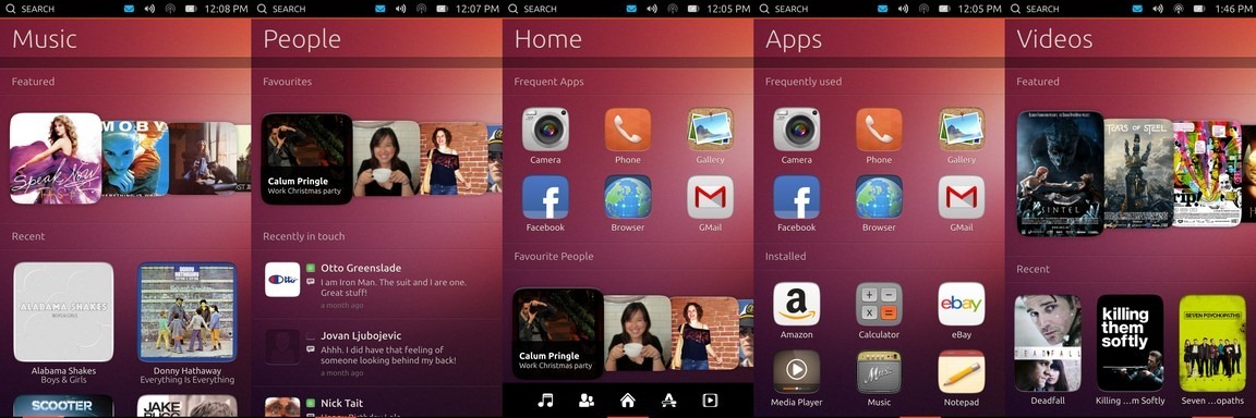 Ubuntu Touch Developer Preview Phone Home Screens
