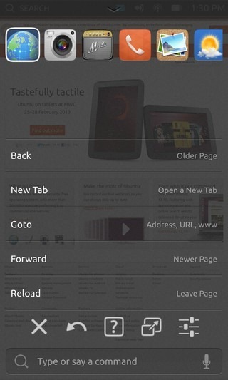 Ubuntu Touch Developer Preview Phone Running Apps Options