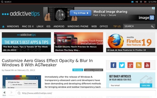 Ubuntu Touch Developer Preview Tablet App Browser