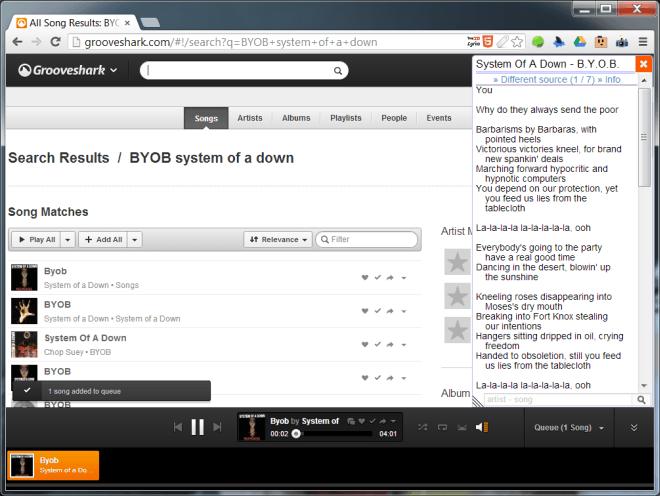 YouTube Lyrics grooveshark