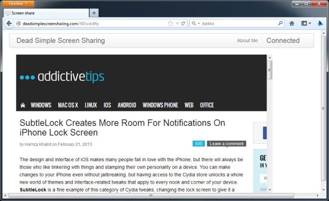 dead simple screen sharing