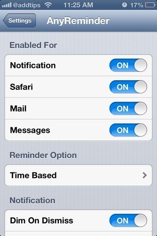 AnyReminder iOS Settings AnyReminder iOS Settings