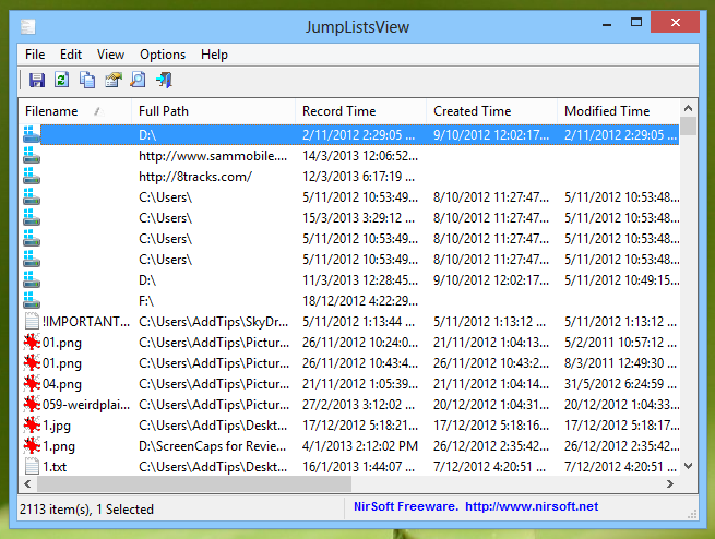 JumpListsView JumpListsView