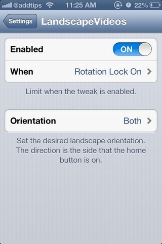 LandscapeVideos iOS Settings LandscapeVideos iOS Settings