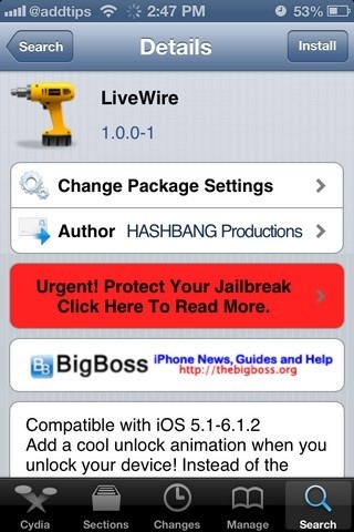 LiveWire Cydia LiveWire Cydia