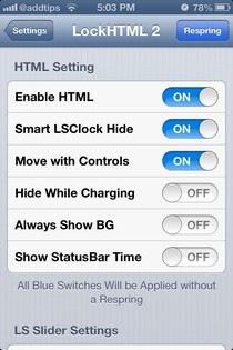 LockHTML2 iOS Settings