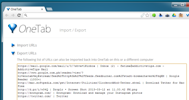 OneTab doesn't work (can't open the extension page to see stored tabs - Orion Public Issue Tracker