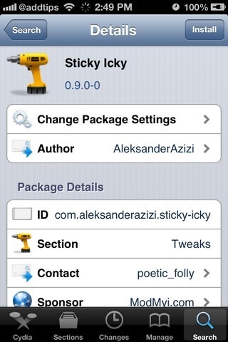 Sticky Icky Cydia