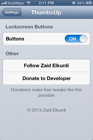 ThumbsUp iOS Settings ThumbsUp iOS Settings