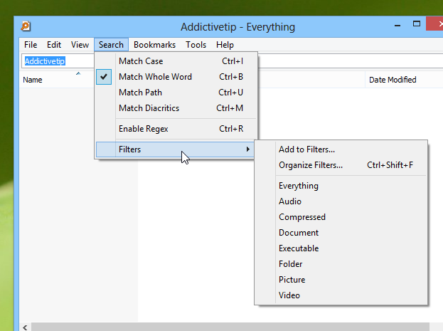 how to use everything search for text in files