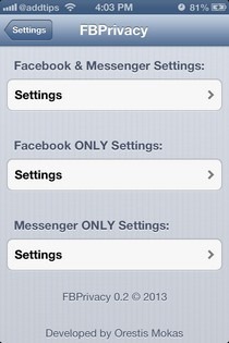 FBPrivacy iOS Settings