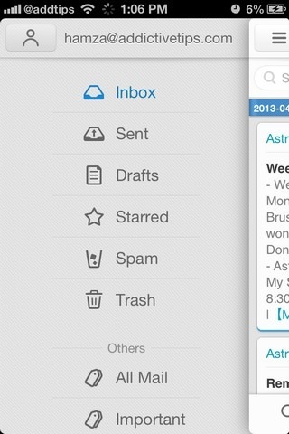LightMail iOS Menu LightMail iOS Menu