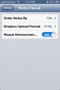 NotesTweak iOS Settings NotesTweak iOS Settings
