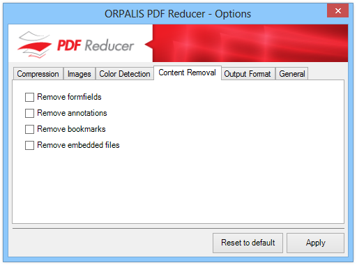 ORPALIS PDF Reducer - Options ORPALIS PDF Reducer - Options