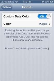 Prime iOS Settings