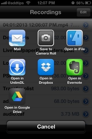 RecordMyScreen iOS Export