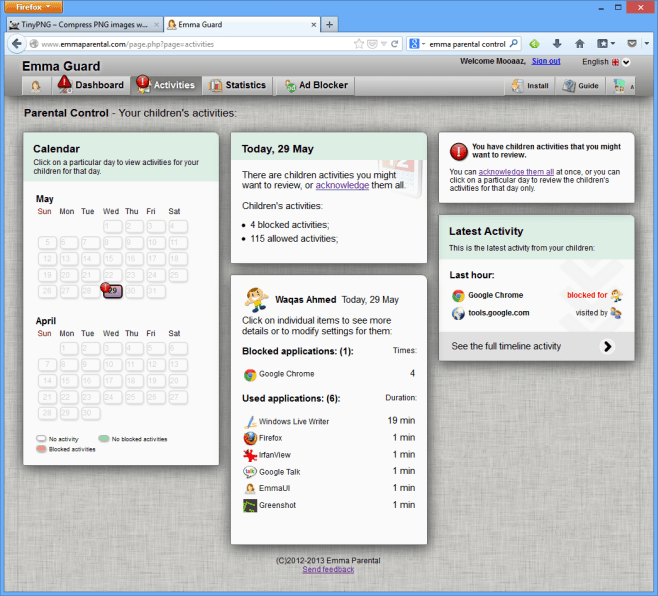 'Activities' tab 'Activities' tab