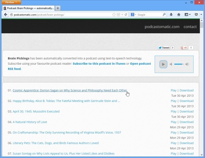 Automatically converted into a podcast
