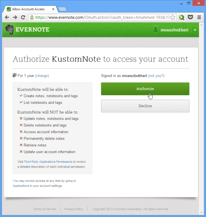 Connecting KustomNote with Evenote Connecting KustomNote with Evenote