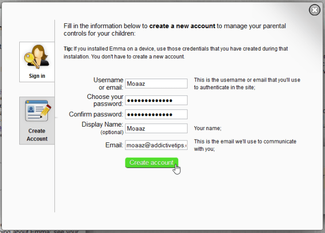 Creating a new Emma account Creating a new Emma account
