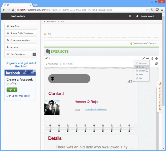 KustomNote in Evernote KustomNote in Evernote
