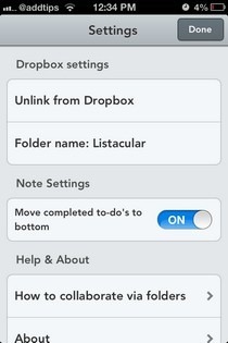 Listacular for Dropbox iOS Settings Listacular for Dropbox iOS Settings